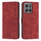 For Motorola Moto G15 Skin Feel Stripe Pattern Leather Phone Case with Lanyard(Red) - 1