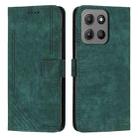 For Motorola Moto G15 Skin Feel Stripe Pattern Leather Phone Case with Lanyard(Green) - 1