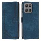 For Motorola Moto G15 Skin Feel Stripe Pattern Leather Phone Case with Lanyard(Blue) - 1