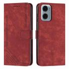 For Motorola Moto G05 Skin Feel Stripe Pattern Leather Phone Case with Lanyard(Red) - 1