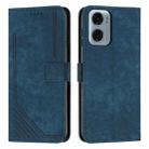 For Motorola Moto G05 Skin Feel Stripe Pattern Leather Phone Case with Lanyard(Blue) - 1