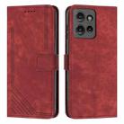 For Motorola Moto G 5G 2025 Skin Feel Stripe Pattern Leather Phone Case with Lanyard(Red) - 1