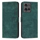 For Motorola Moto G 5G 2025 Skin Feel Stripe Pattern Leather Phone Case with Lanyard(Green) - 1