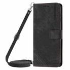 For Motorola Moto G 5G 2025 Skin Feel Stripe Pattern Leather Phone Case with Lanyard(Black) - 2