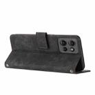 For Motorola Moto G 5G 2025 Skin Feel Stripe Pattern Leather Phone Case with Lanyard(Black) - 3