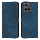 For Motorola Moto G Power / G Play 2025 Skin Feel Stripe Pattern Leather Phone Case with Lanyard(Blue) - 1