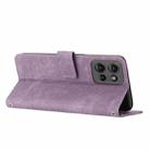 For Motorola Moto G Power / G Play 2025 Skin Feel Stripe Pattern Leather Phone Case with Lanyard(Purple) - 3