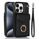 For iPhone 15 Pro Ring Holder RFID Card Slot Phone Case(Black) - 1