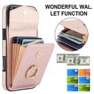 For iPhone 16 Pro Max Ring Holder RFID Card Slot Phone Case(Rose Gold) - 2