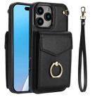 For iPhone 16 Pro Ring Holder RFID Card Slot Phone Case(Black) - 1