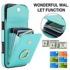 For iPhone 16 Pro Ring Holder RFID Card Slot Phone Case(Mint Green) - 2