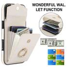 For iPhone 16 Plus Ring Holder RFID Card Slot Phone Case(Beige) - 2