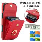 For iPhone 16 Ring Holder RFID Card Slot Phone Case(Red) - 2