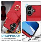 For iPhone 16 Ring Holder RFID Card Slot Phone Case(Red) - 3