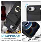 For iPhone 16e Ring Holder RFID Card Slot Phone Case(Black) - 3