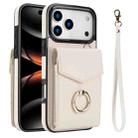 For iPhone 17 Pro Max Ring Holder RFID Card Slot Phone Case(Beige) - 1