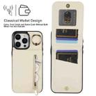 For iPhone 15 Plus Retro Ring and Zipper RFID Card Slot Phone Case(White) - 3