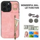 For iPhone 16 Pro Max Retro Ring and Zipper RFID Card Slot Phone Case(Pink) - 2