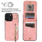 For iPhone 16 Pro Max Retro Ring and Zipper RFID Card Slot Phone Case(Pink) - 3