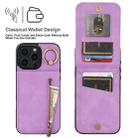 For iPhone 16 Pro Max Retro Ring and Zipper RFID Card Slot Phone Case(Purple) - 3