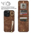 For iPhone 16 Pro Max Retro Ring and Zipper RFID Card Slot Phone Case(Brown) - 3