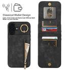 For iPhone 16 Plus Retro Ring and Zipper RFID Card Slot Phone Case(Black) - 3