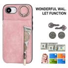 For iPhone 16e Retro Ring and Zipper RFID Card Slot Phone Case(Pink) - 2