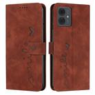 For Motorola Moto G14 Skin Feel Heart Pattern Leather Phone Case(Brown) - 1