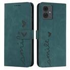For Motorola Moto G14 Skin Feel Heart Pattern Leather Phone Case(Green) - 1