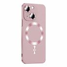 For iPhone 15 Liquid Lens Protector Magsafe Phone Case(Gold Pink) - 1