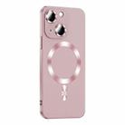 For iPhone 15 Plus Liquid Lens Protector Magsafe Phone Case(Gold Pink) - 1