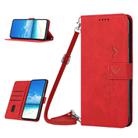 For Motorola Edge 40 Skin Feel Heart Pattern Leather Phone Case with Lanyard(Red) - 1