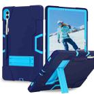 For Samsung Galaxy Tab S9+ Contrast Color Silicone PC Tablet Case with Holder(Navy Blue + Blue) - 1