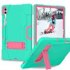 For Samsung Galaxy Tab S9+ Contrast Color Silicone PC Tablet Case with Holder(Mint Green + Rose Red) - 1