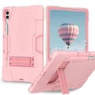 For Samsung Galaxy Tab S9+ Contrast Color Silicone PC Tablet Case with Holder(Rose Gold) - 1