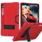 For Samsung Galaxy Tab S9+ Contrast Color Silicone PC Tablet Case with Holder(Red + Black) - 1