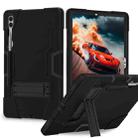 For Samsung Galaxy Tab S9+ Contrast Color Silicone PC Tablet Case with Holder(Black) - 1