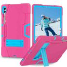 For Samsung Galaxy Tab S9+ Contrast Color Silicone PC Tablet Case with Holder(Rose Red + Blue) - 1