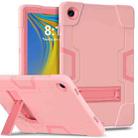 For Samsung Galaxy Tab A9+ Contrast Color Silicone PC Tablet Case with Holder(Rose Gold) - 1