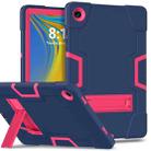 For Samsung Galaxy Tab A9+ Contrast Color Silicone PC Tablet Case with Holder(Navy Blue + Rose Red) - 1
