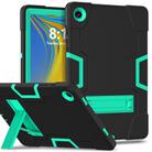 For Samsung Galaxy Tab A9+ Contrast Color Silicone PC Tablet Case with Holder(Black + Mint Green) - 1