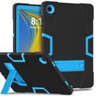For Samsung Galaxy Tab A9+ Contrast Color Silicone PC Tablet Case with Holder(Black + Blue) - 1