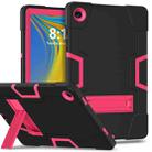 For Samsung Galaxy Tab A9+ Contrast Color Silicone PC Tablet Case with Holder(Black + Rose Red) - 1