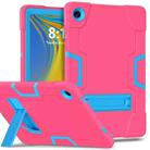 For Samsung Galaxy Tab A9+ Contrast Color Silicone PC Tablet Case with Holder(Rose Red + Blue) - 1