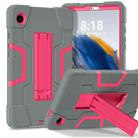 For Samsung Galaxy Tab A9 Contrast Color Silicone PC Tablet Case with Holder(Grey + Rose Red) - 1