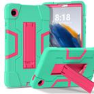 For Samsung Galaxy Tab A9 Contrast Color Silicone PC Tablet Case with Holder(Mint Green + Rose Red) - 1