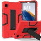 For Samsung Galaxy Tab A9 Contrast Color Silicone PC Tablet Case with Holder(Red + Black) - 1