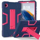 For Samsung Galaxy Tab A9 Contrast Color Silicone PC Tablet Case with Holder(Navy Blue + Rose Red) - 1