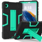 For Samsung Galaxy Tab A9 Contrast Color Silicone PC Tablet Case with Holder(Black + Mint Green) - 1