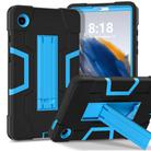 For Samsung Galaxy Tab A9 Contrast Color Silicone PC Tablet Case with Holder(Black + Blue) - 1